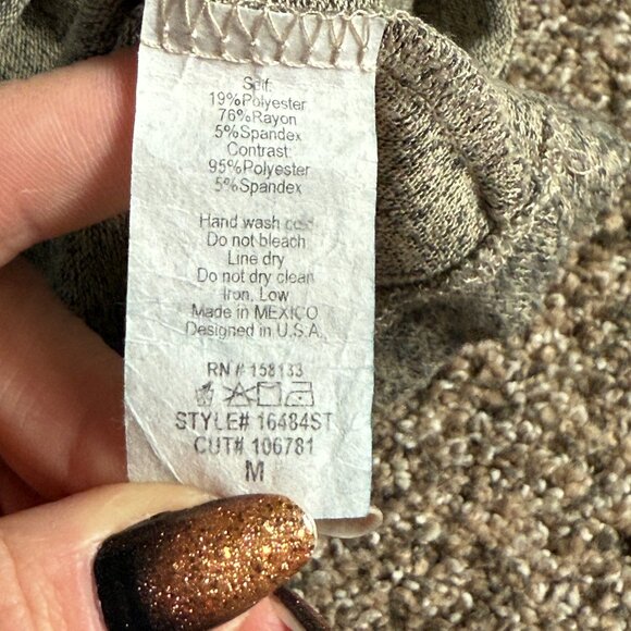 PINK CLOVER Luna Elbow Patch Button Detail Brushed Knit Top, Size M, Beige/Taupe - Picture 8 of 9